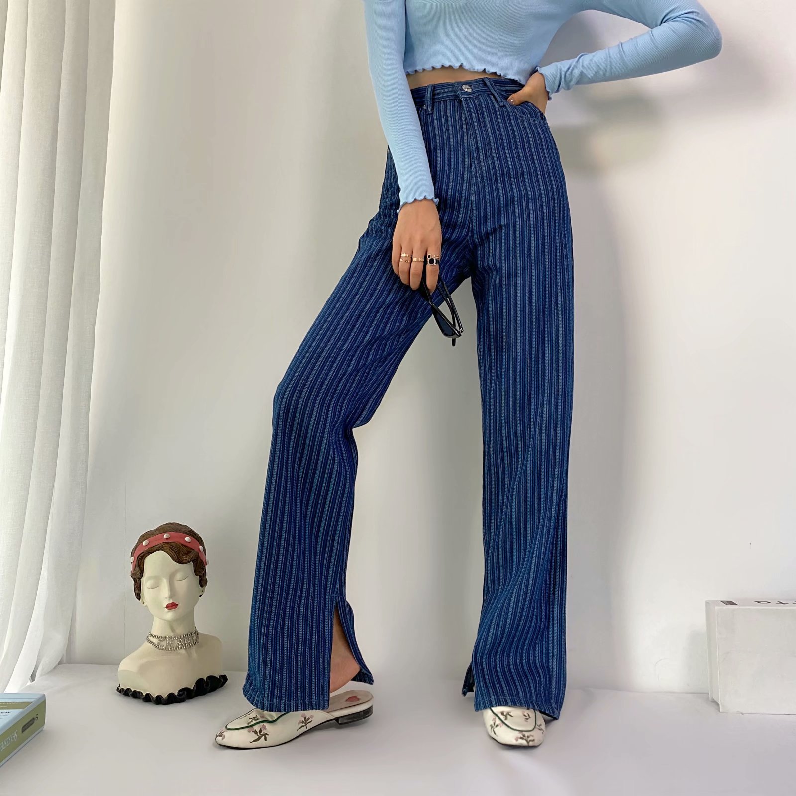 new striped high-waisted jeans NSAM42053