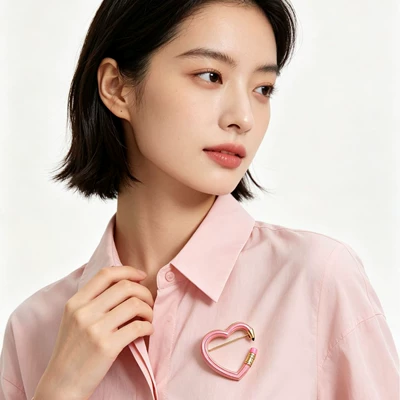 Yaxa sancaqları hollow heart-shaped enamel pin