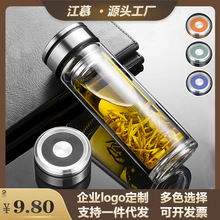江慕双层玻璃杯加厚保温水杯定做加印logo茶杯开业促销礼品广告杯