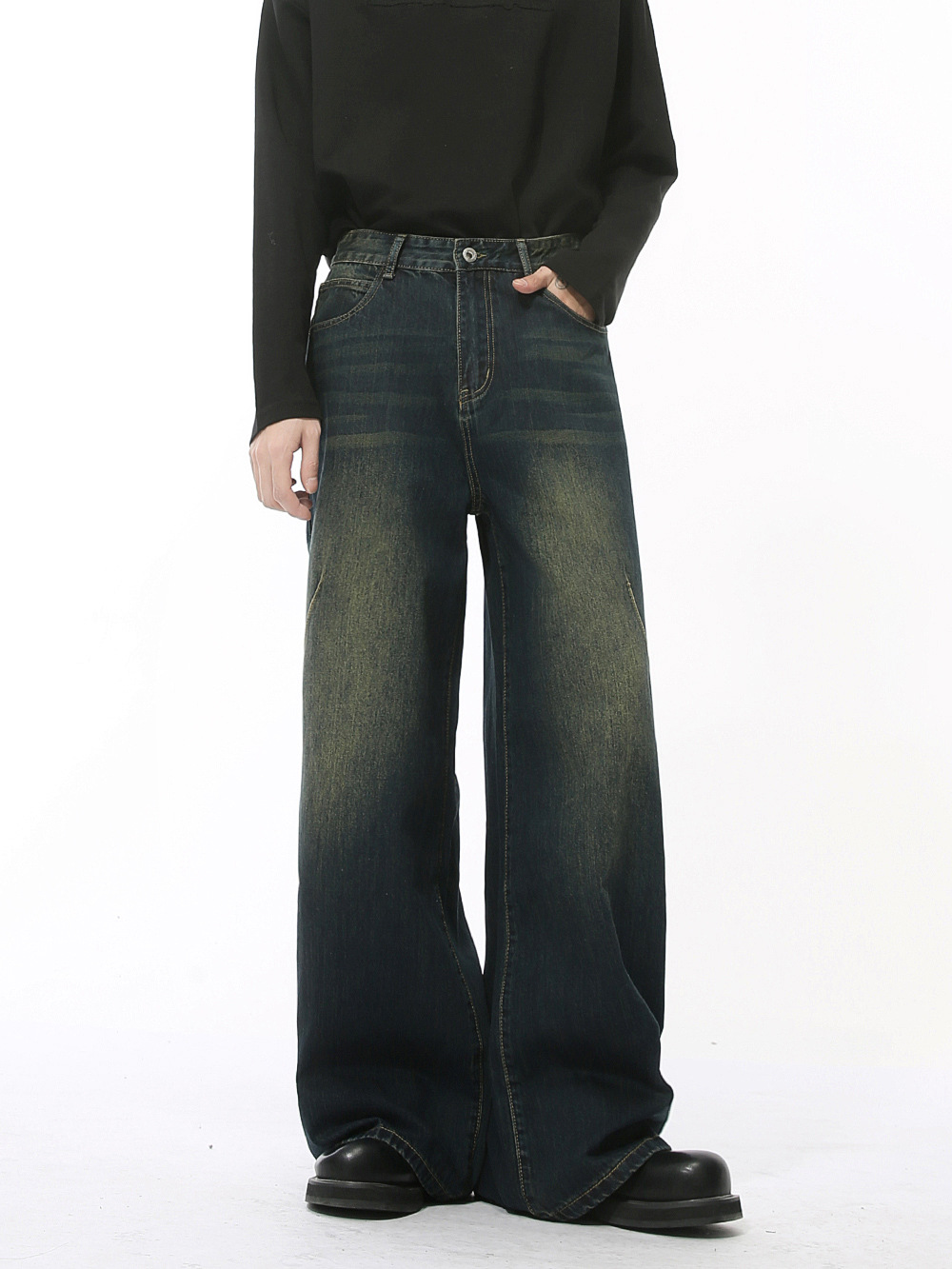 MTLCLOTHES Hombres| Nuevos productos de otoño americanos de alta calle retro hacer viejos jeans sueltos de gran tamaño