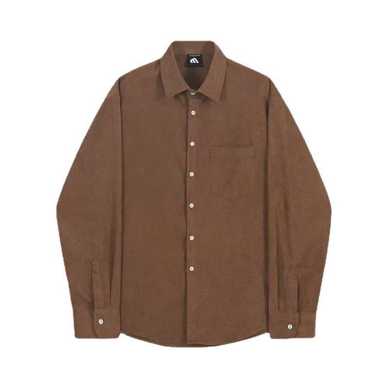 Men's College Style Corduroy Shirt Spring and Autumn Youth Formal Long-Sleeve Blouse Korean Men's Outerwear