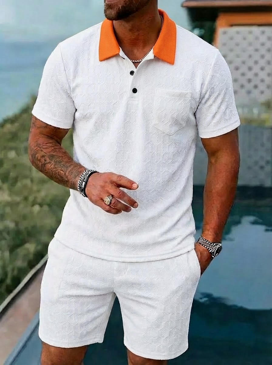 Men's Clothing Summer Fashion Breathable Color Blocked Pocket Short Sleeved Shirt Sports_viptrois.com