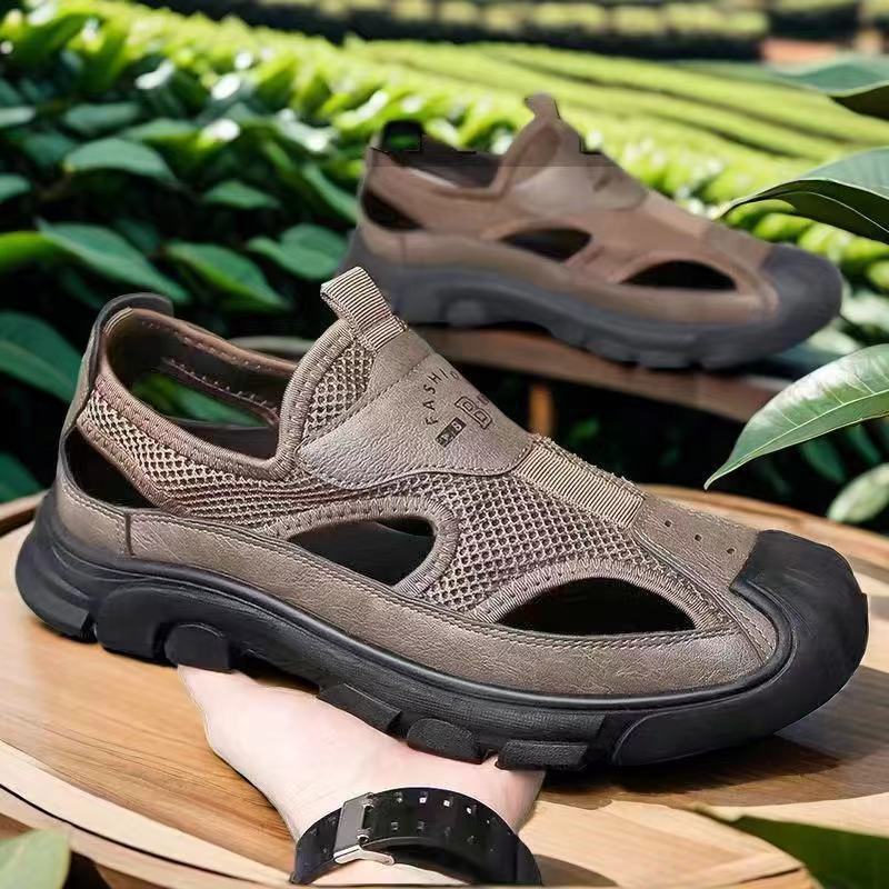 Sandalias Baotou verano antideslizante nuevo estilo malla hueca agujeros transpirables zapatos para hombres zapatos de playa de ocio al aire libre hombres