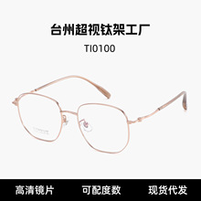 多边形纯钛脚丝眼镜大框显脸小防蓝光眼镜架超轻钛架平光镜TI0100