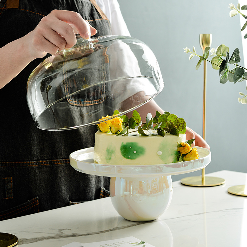 水果试吃盘带盖店用透明玻璃罩面包甜品蛋糕盖点心展示托盘品尝盘