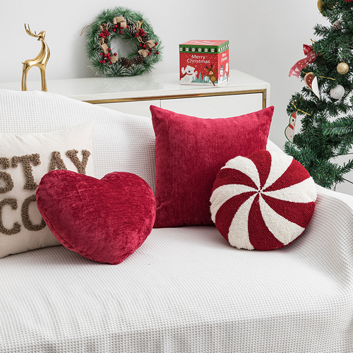 ins style pillow new year holiday decoration pillow bedroom bedside cushion christmas red candy doll pillow case