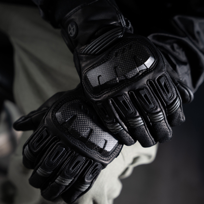 외계인 달팽이 T6 짧은 진짜 양가죽 오토바이 장갑 사계절 탄소 섬유 산산조각 방지 터치 스크린 오토바이 장갑