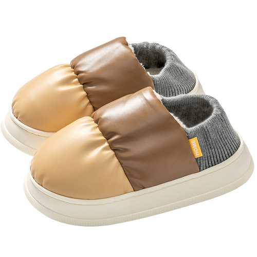Women's winter warm, thick-soled indoor slippers with a plush feel, suitable for home use, couples, and postpartum use