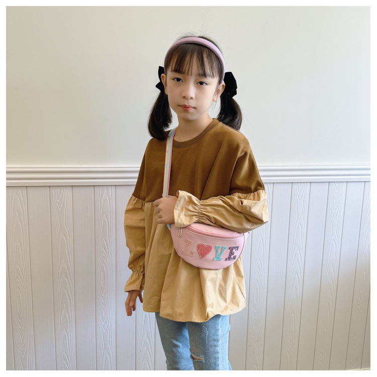 198g Weight Polyester Lining Material Sequins Fashion Element Zipper Closure Type Sling Strap Strap Type Fanny Pack Bags Type Casual, Daily Occasion Pu Leather Material Letter Pattern All Seasons Season Kid'S Gender Cute Style Dumpling Shape Shape Kid'S Pu Leather Letter Cute Sequins Dumpling Shape Zipper Fanny Pack 7