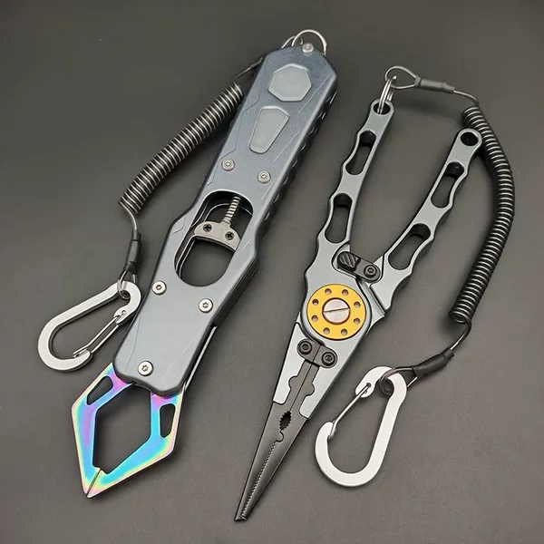 Fish Gripper and Lure Pliers 2-in-1 Set, Hook Remover, Line Cutter, Lead Ring Opener, Fishing Pliers, Extended Fish Gripper