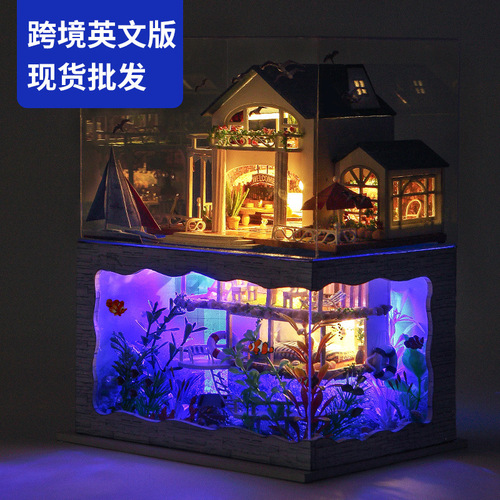Cross-border Tianyu children's educational toys DIY early education hand-assembled plug-in large villa model wholesale
