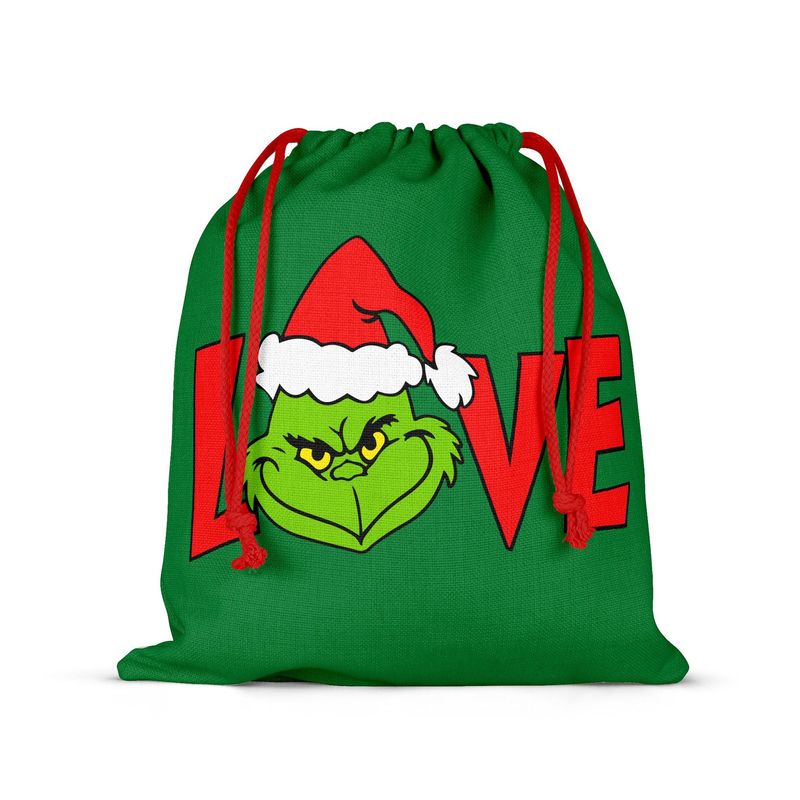 速売通アマゾンアニメgrinchクリスマスグリーン奇両面プリント新年プレゼント袋ポケット麻布|undefined