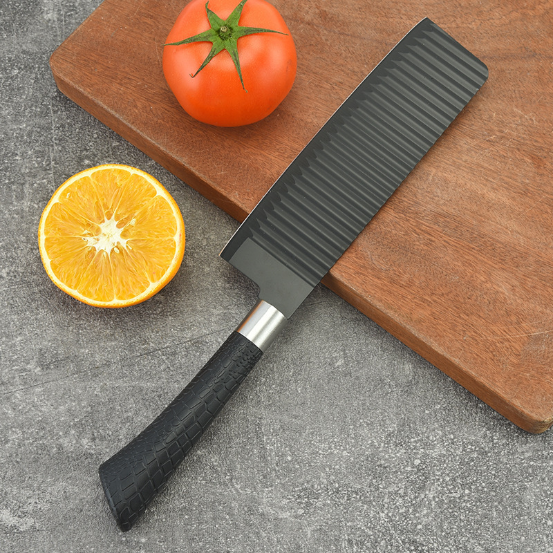 Spot Factory Mango de herradura ondulado Juego de seis piezas Cuchillo de cocina Cuchillo de pan Cuchillo de chef Cuchillo de frutas Juego de cuchillos cepillados de melón