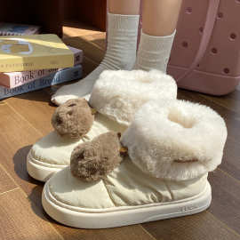 包跟棉鞋女冬季新款外穿高帮厚底防滑室内家居毛毛绒保暖棉拖鞋女
