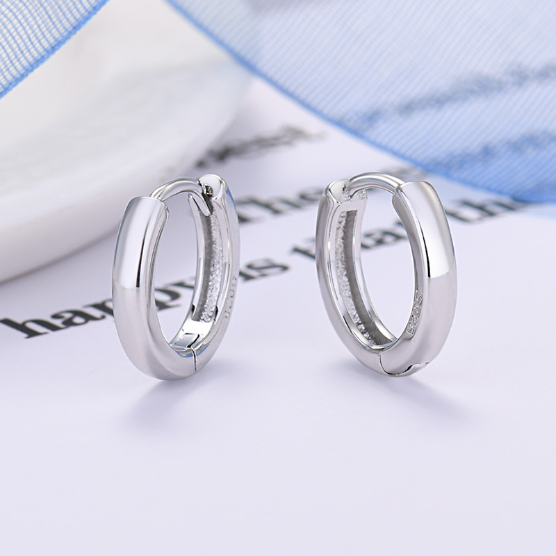 Stylish 925 Silver Needle Minimalist Round Hoop Earrings
