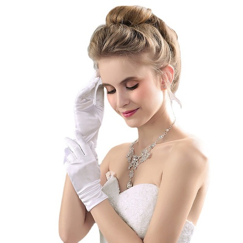 Bride's Gloves, Women's Korean Style Winter Wedding Dress Wedding Gloves Bow Short White Gloves