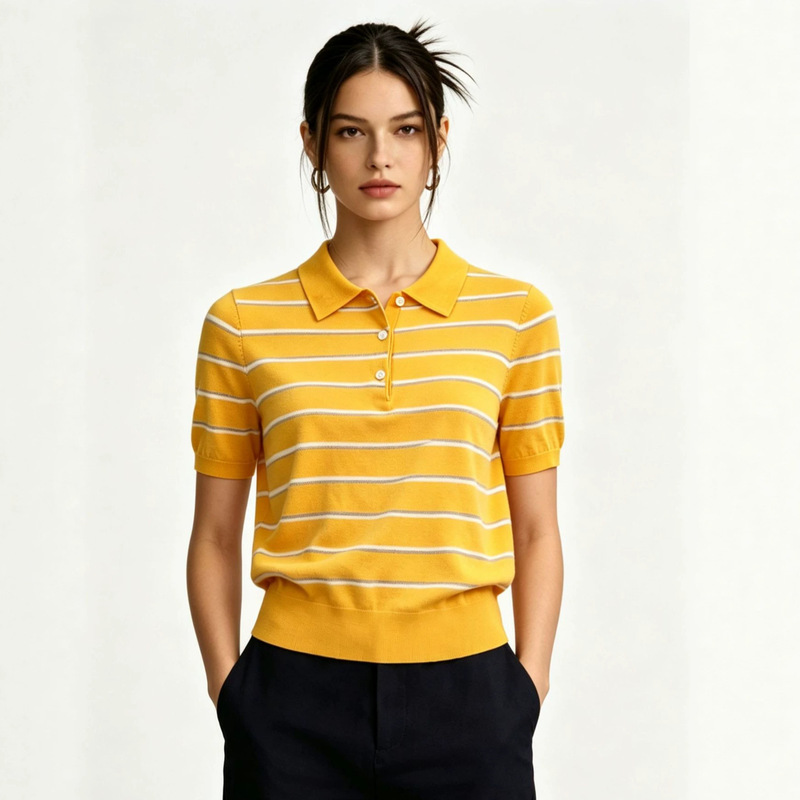 High-Quality Miu Series Summer Tops, Nanyou High-End Women's Clothing, Workwear Style, High-End Wool Polo Knitwear, T-Shirts
