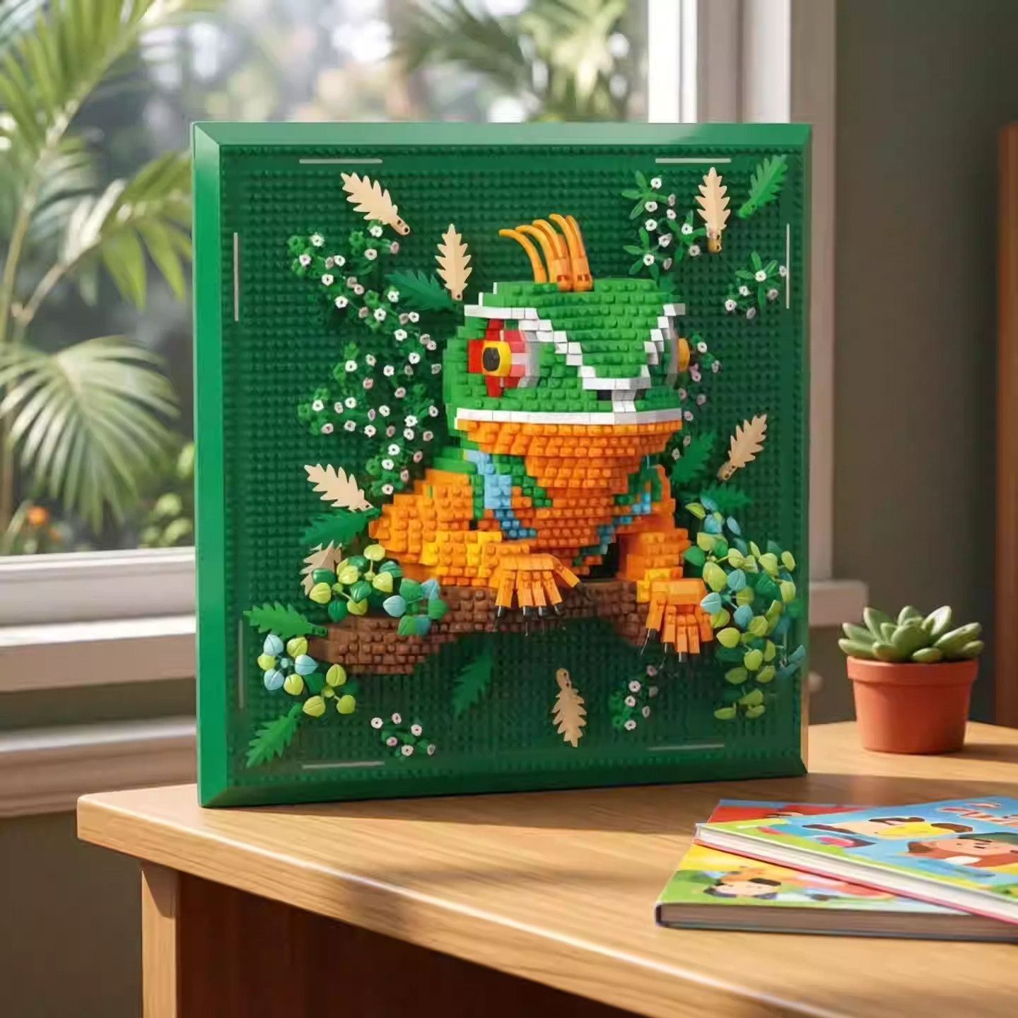 Explosiones transfronterizas 3D camaleón estereoscópico mural ganado tiburón animal cuelga marcos de dibujo juguetes de bloques al por mayor