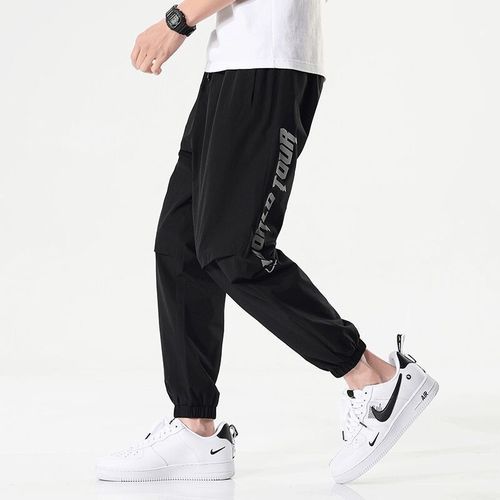 Relaxed fit summer thin men's jeans for students and youth, stylish 9-inch pants, trendy sporty summer pants for men
