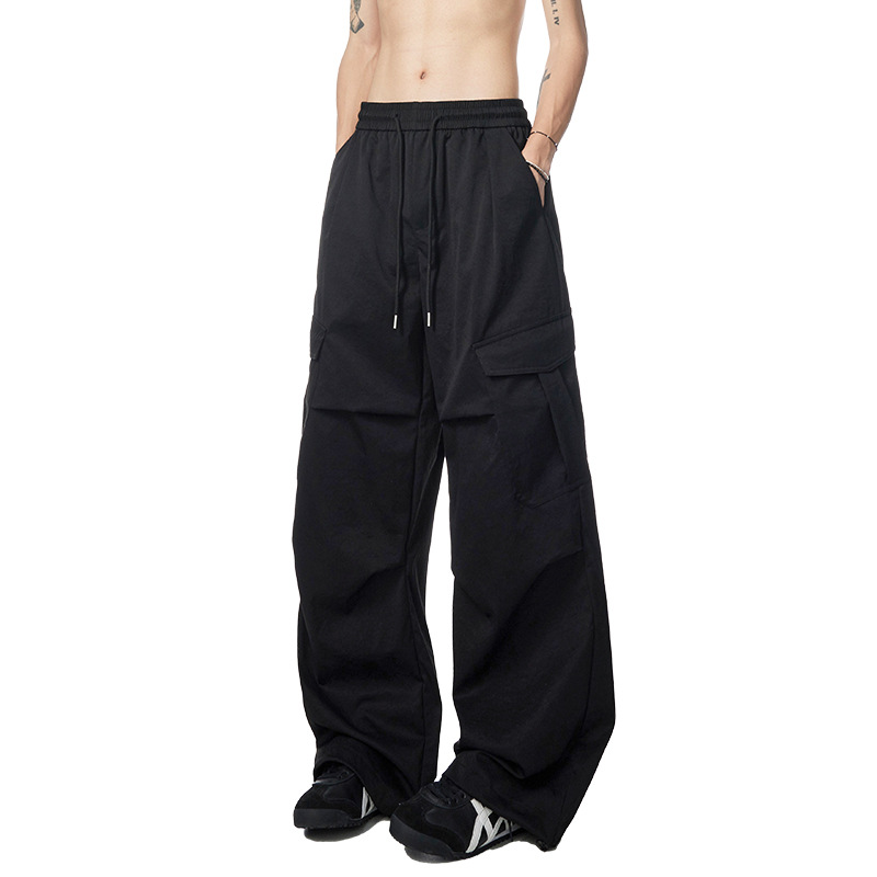 Jack Chuan Yang Street Style Plissee Wasserdichte Cargo Herren Sommer Neue Paar Scimitar Lose Weite Bein Hosen_voghion.com