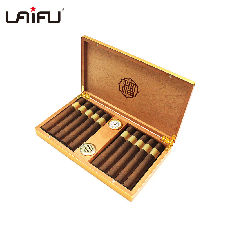厂家直销铝木盒雪茄盒保湿包装盒子雪茄收纳盒翻盖式便携式带加湿