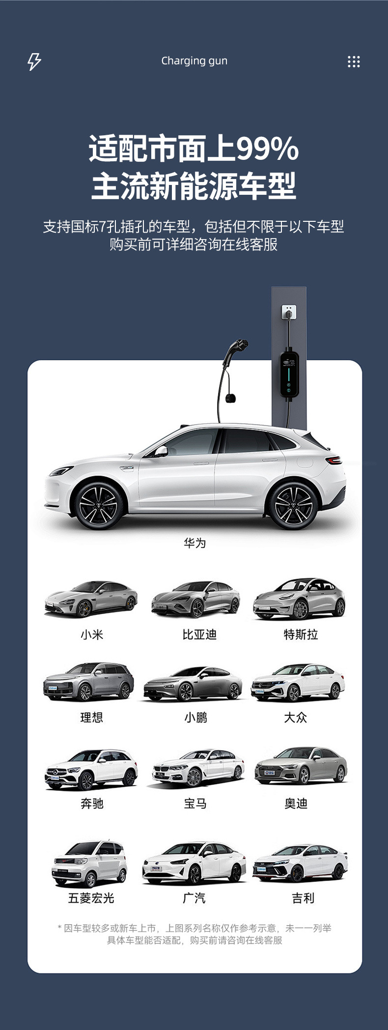 Portable On-Board Charger for New Energy Electric Vehicles, New National Standard 3C Certified Charging Gun, Compatible with Multiple Vehicle Models