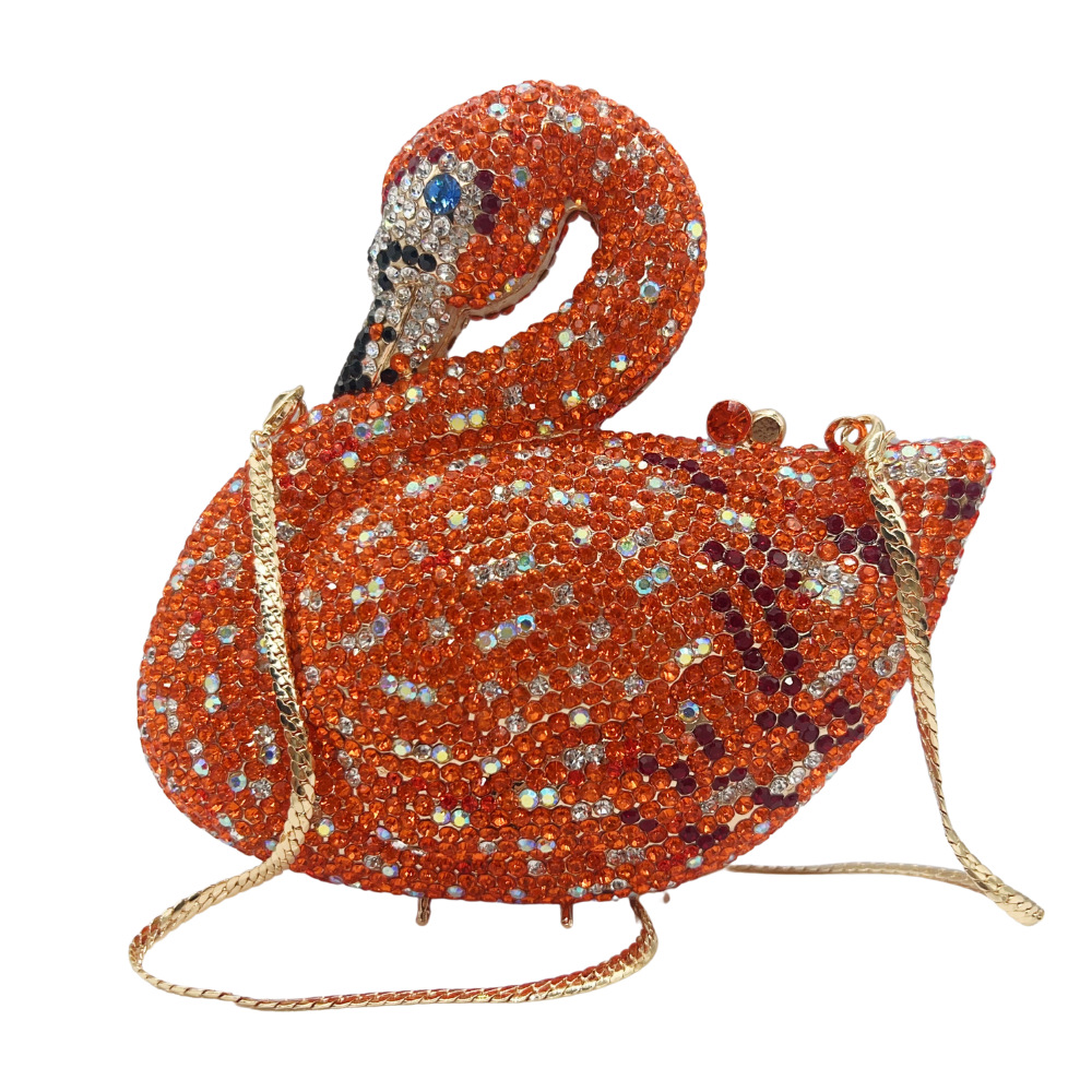 Túi clutch dạ hội đính đá pha lê hình thiên nga cao cấp — Màu hồng, Màu đen, vàng sâm banh, Màu bạc chi tiết 14