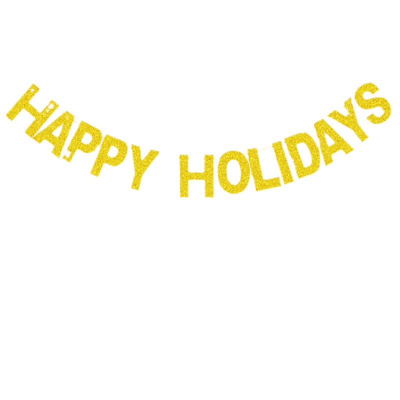 Fiesta de Navidad decoración cadena bandera tire de la bandera felices vacaciones brillo guirnalda carta redonda guirnalda