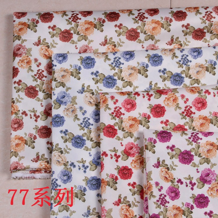 现货印花布料批发四色系列小玫瑰花纺织品玩具家居布艺家纺面料