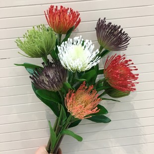 Artificial needle leaf flower short branch needle pad flower artificial flower indoor living room flower arrangement decoration dining table decoration wholesale