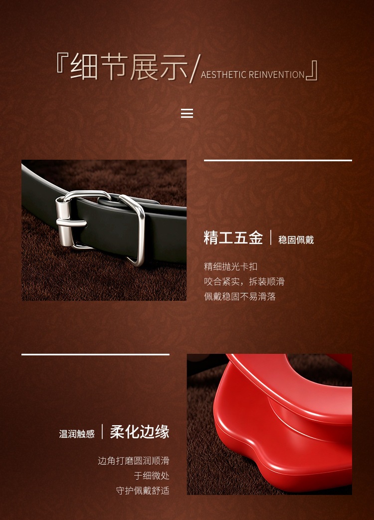 Rose Mouth Gag and Nipple Clamps Set in Black-Red PU Leather for Couples — detail image 8
