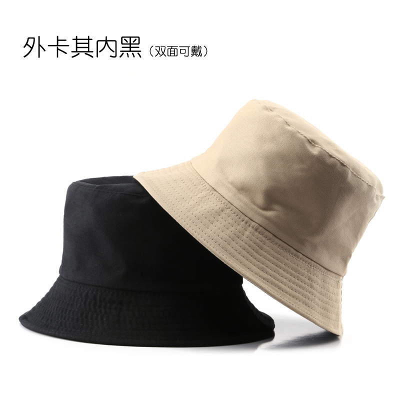 高品質両面漁師帽女性春夏光板学生日よけ盆帽国境を越えた帽子純色日焼け止め戸外帽