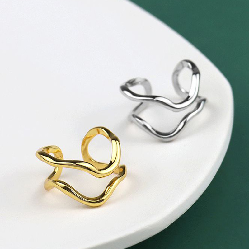 New simple geometric open doublelayer irregular index finger ringpicture12