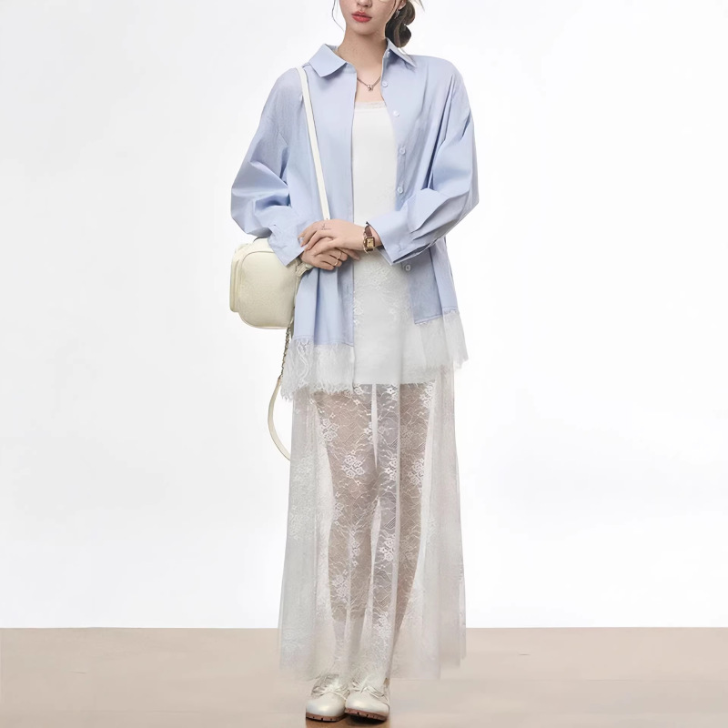 [New Product on March 20Th] Westayon Original Long Loose Lace Dress/Lace Patchwork Shirt