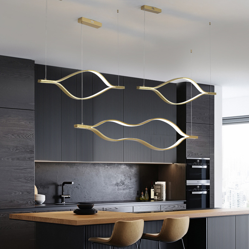 Post-modern Light Luxury Restaurant Chandelier Creative Wave Designer Bar Cafe Living Room Lights Luxury Nordic Lamps