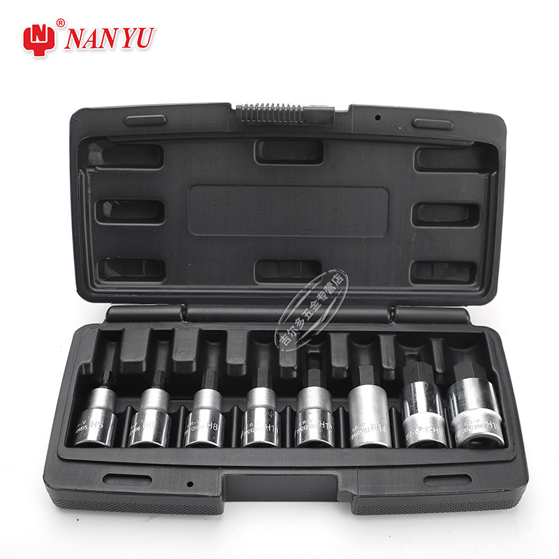 OQ5M批发1/2大飞加长14六角套筒头电动棘轮11内六角扳手头8个六方