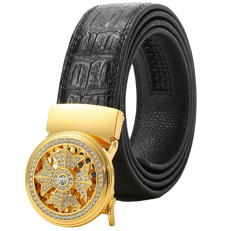 Új Hot Selling öv automatikus csattal férfiaknak, gyémántszeges csatfejjel, üzleti alkalmi öv férfiaknak_voghion.com
