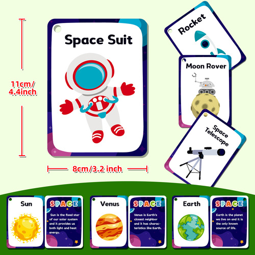 34 Space Planet Cognitive Early Education Baby Flash Cards Cross-border Amazon Enlightenment Interest Brain Teaser Educational Cards