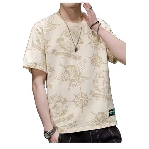 High-end summer loose short-sleeve half-sleeve Korean-style new street men's fashion cross-border graffiti t-shirt trendy