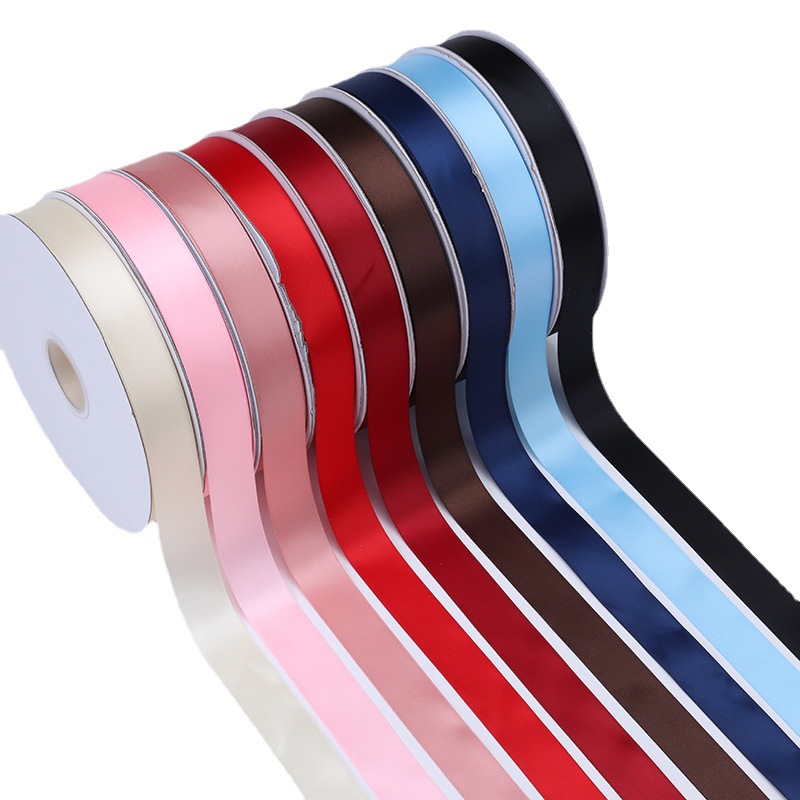 2,5 cm de doble cara cinta de poliéster arco DIY tejido cinta de seda ramo fresco fruta caja de regalo accesorios de ropa embalaje