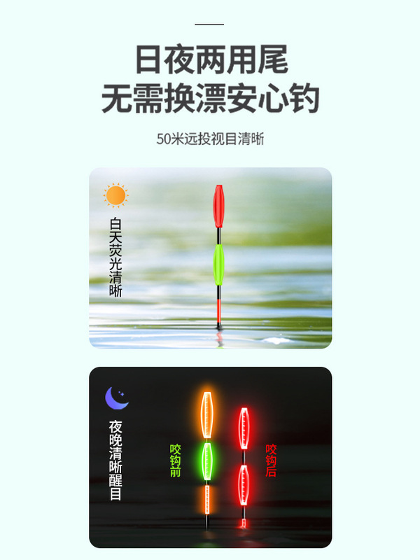 短い明るい磯釣りフロート、浅い水の電子フロート、昼夜両用バイトフック、色が変わるフナフロート、ブラックヒットフロート、夜光フロート|undefined