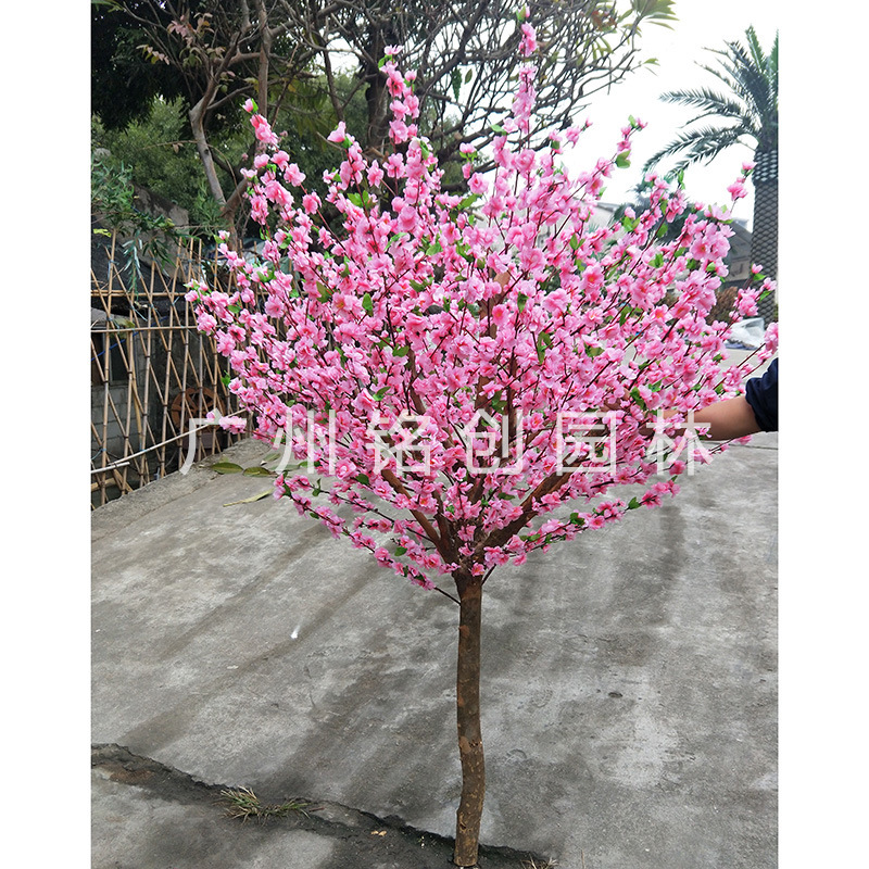 Árbol de durazno artificial melocotón flor artificial salón centro comercial boda exposición decoración piso árbol artificial fábrica ventas directas