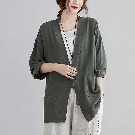 Real shot 2024 autumn new casual coat loose plus size slim long cardigan women
