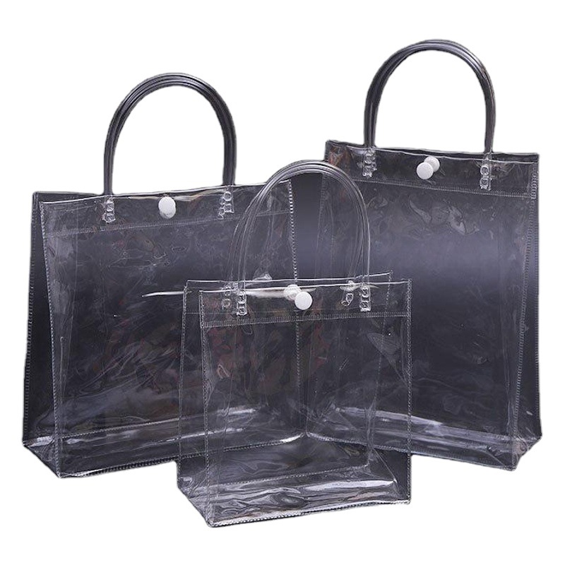 Transparent Thickeneded Pvc Handbag Plastic Cosmetic Handbag Milk Tea Gift Wedding Banquet Souvenir Takeaway Bag