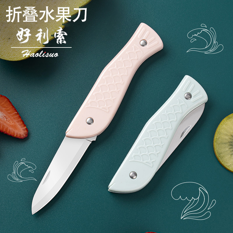 Cuchillo de frutas de acero inoxidable cuchillo de frutas cuchillo plegable portátil dormitorio para estudiantes cuchillo de corte de frutas cuchillo de cocina