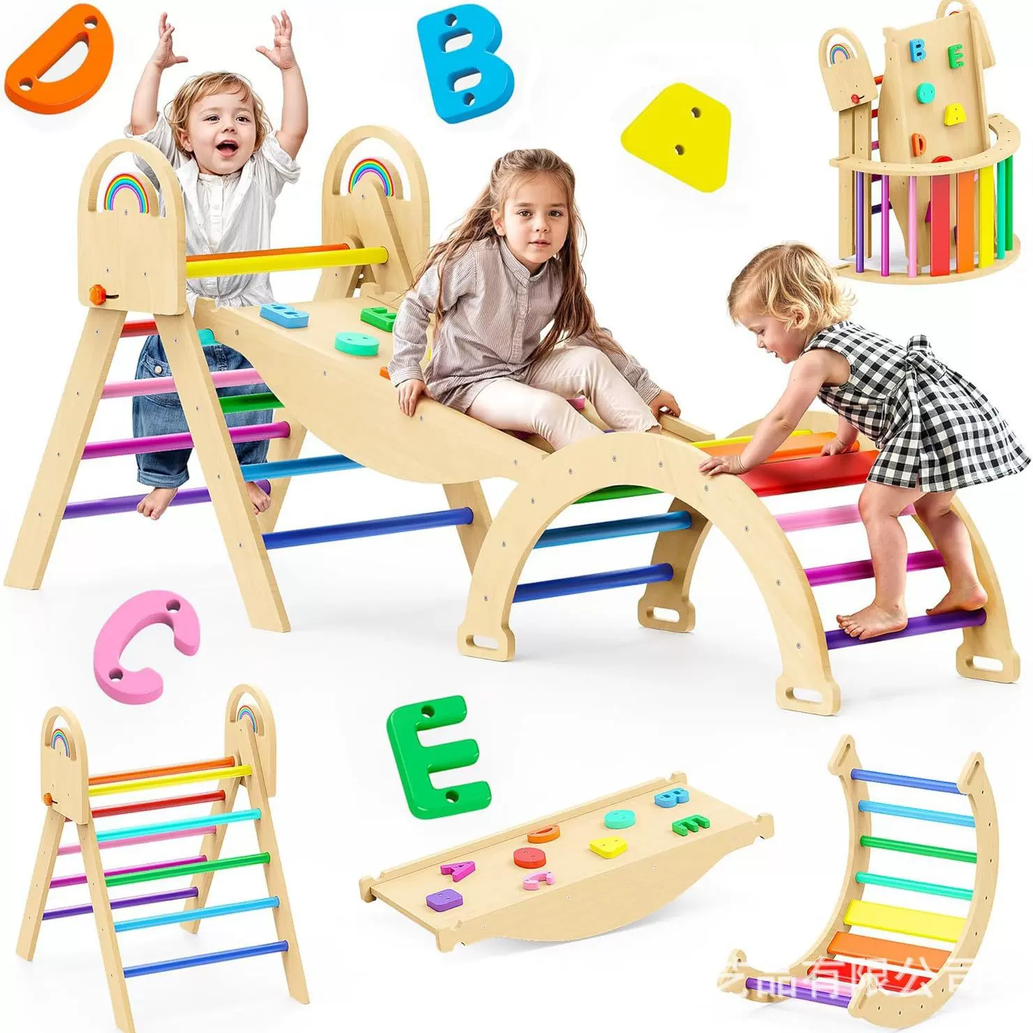 木制可折叠攀爬玩具架蒙特梭利登山者礼品室内丛林健身攀爬架批发