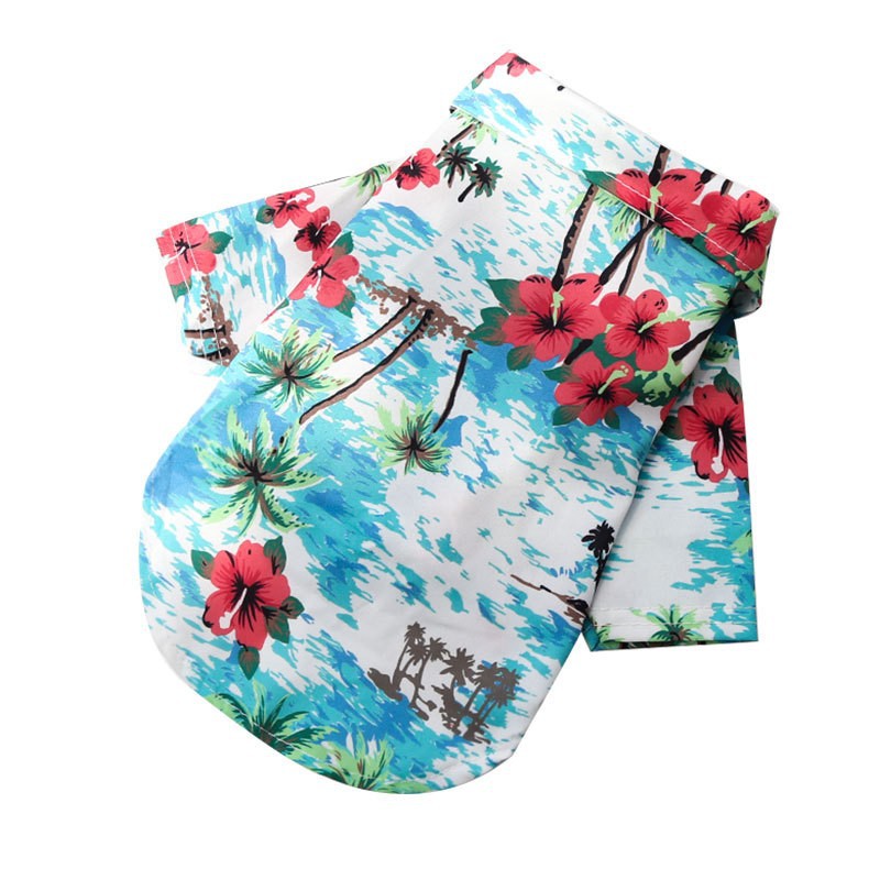 Ropa para mascotas al por mayor del fabricante, camisas hawaianas estampadas de primavera y verano, ropa para perros y gatos pequeños y medianos