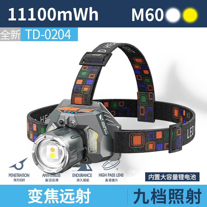 Nuevos faros de luz fuerte transfronterizos, rojo, amarillo y blanco, tres fuentes de luz, pesca nocturna al aire libre, linterna de largo alcance, mina súper brillante image 6