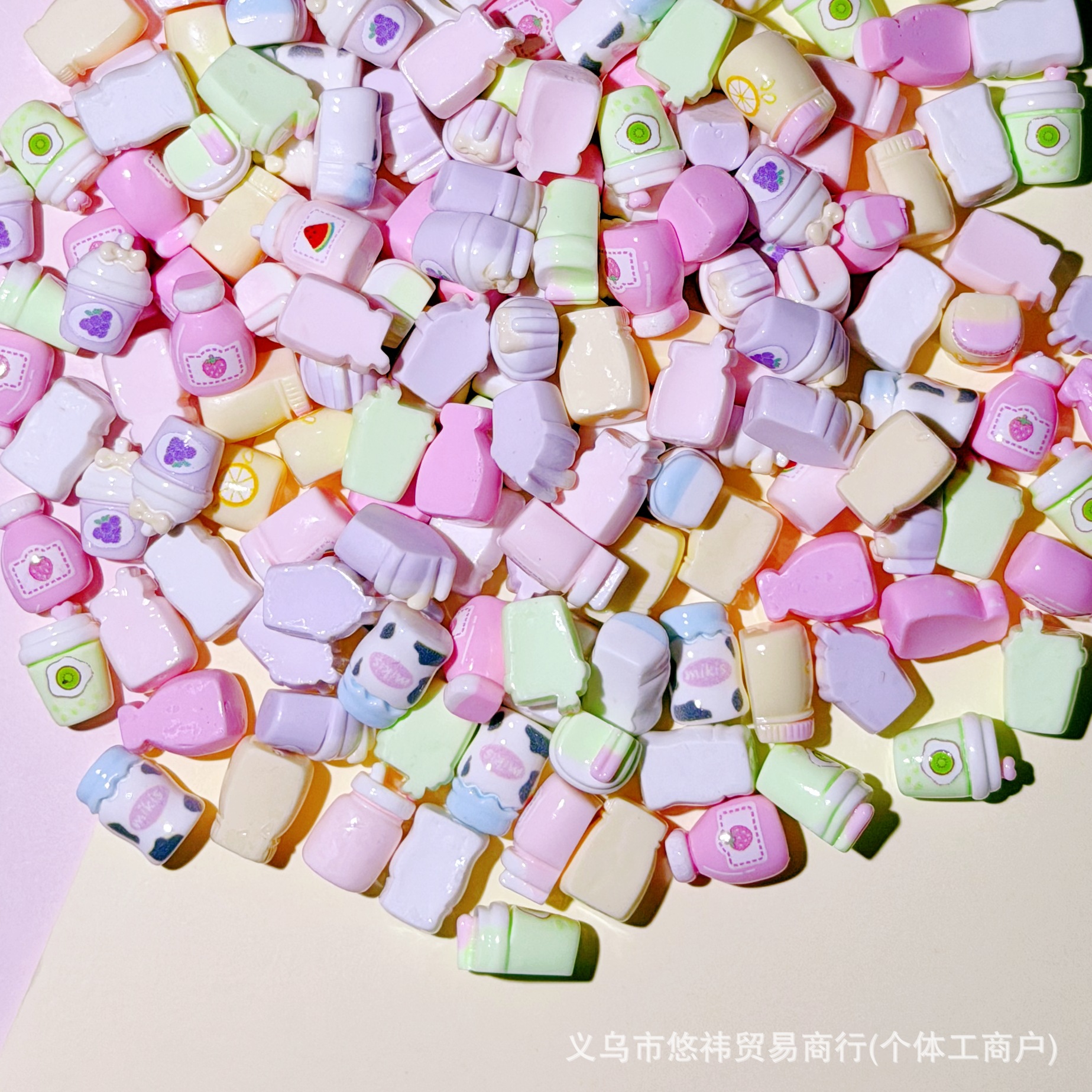 迷你亮面饮料瓶马卡龙色瓶子树脂配件奶油胶材料发夹配饰品