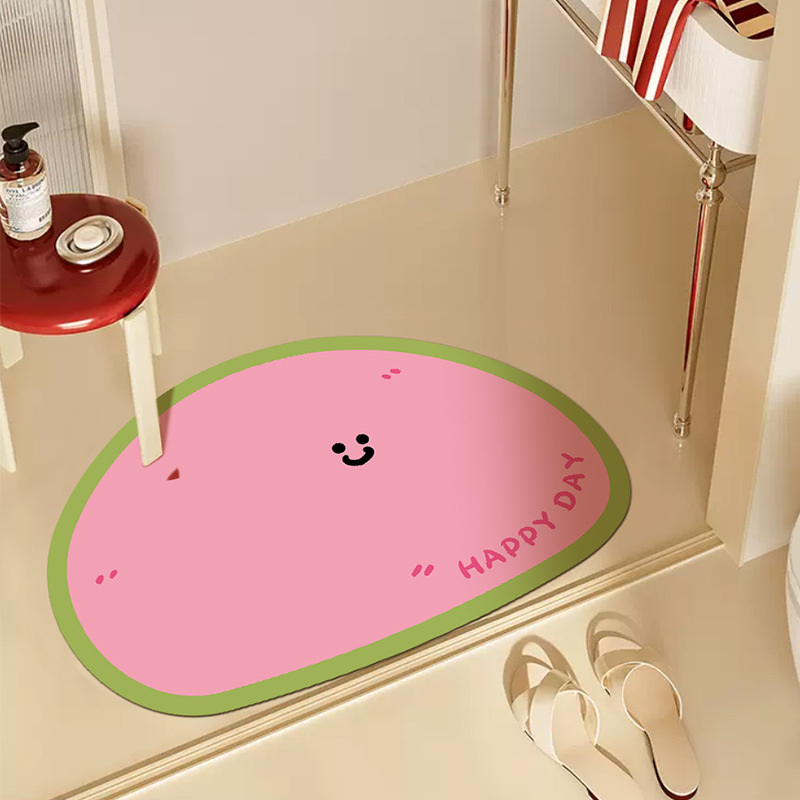 Cute Cartoon-Shaped Diatomaceous Earth Floor Mat for Entryway, Dirt-Resistant, Wear-Resistant, Non-Slip Mat for Bathroom and Restroom, Durable Foot Mat